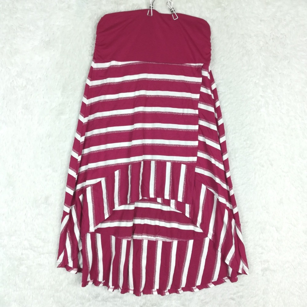 Vanity Womens Skirt Midi High Low Fuschia Metallic Stripe Pull On Faux Wrap‎ L